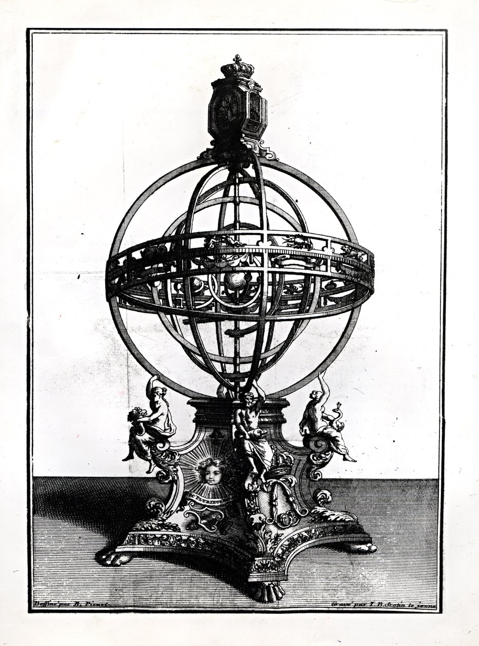 Sfera armilarna systemu kopernikańskiego rytowana przez Gerarda Jeana Baptiste Scotina (1671-1716) autorstwa Bernard Picart