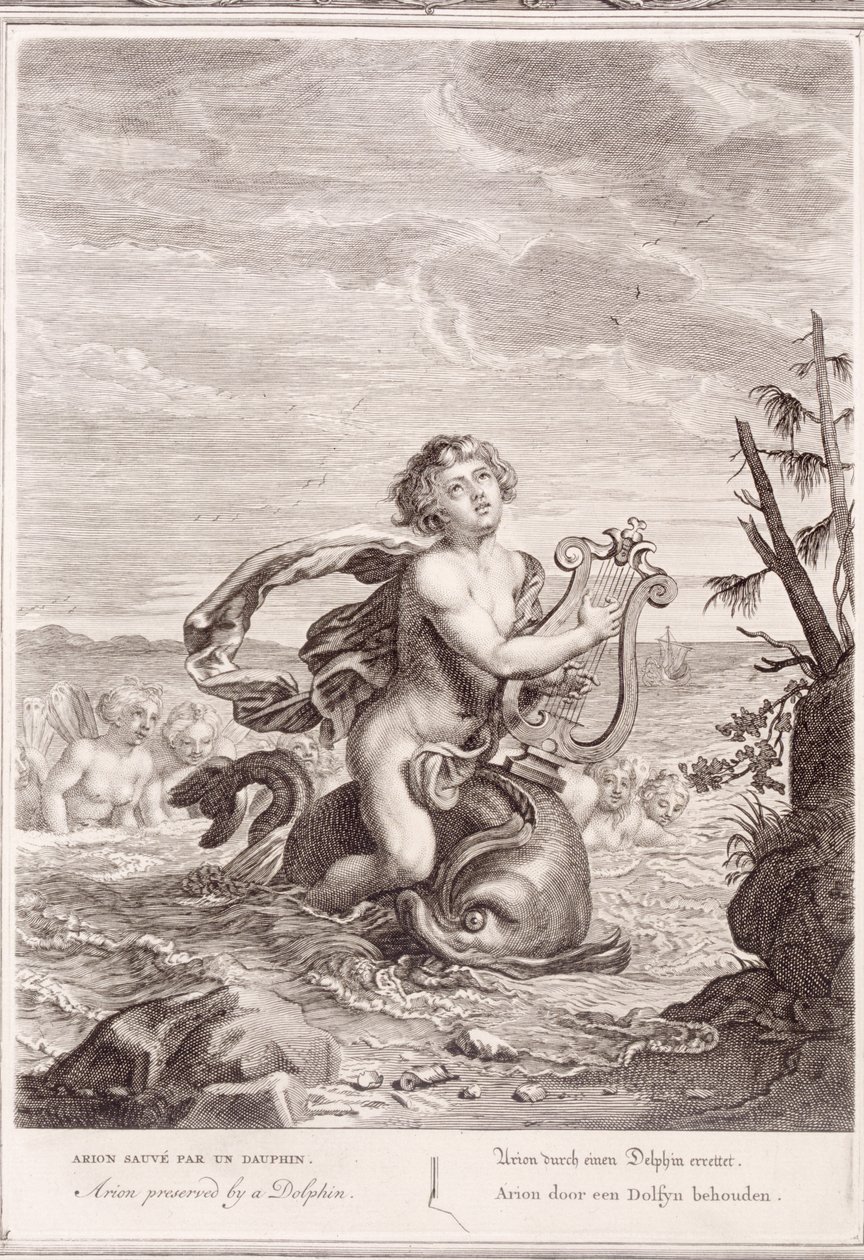 Arion zakonserwowany przez delfina, 1731 autorstwa Bernard Picart