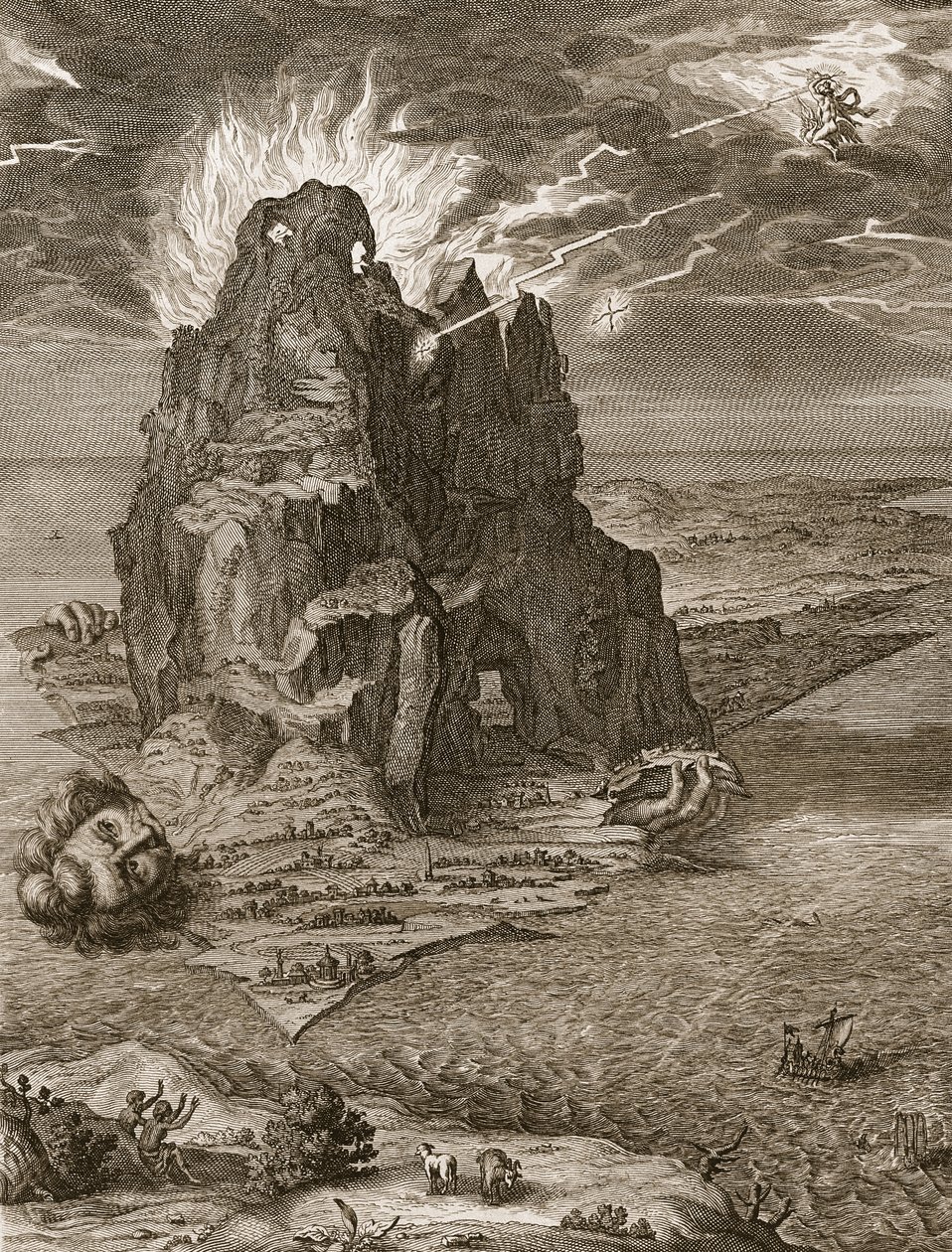 Enceladus pochowany pod Etną, 1731 autorstwa Bernard Picart