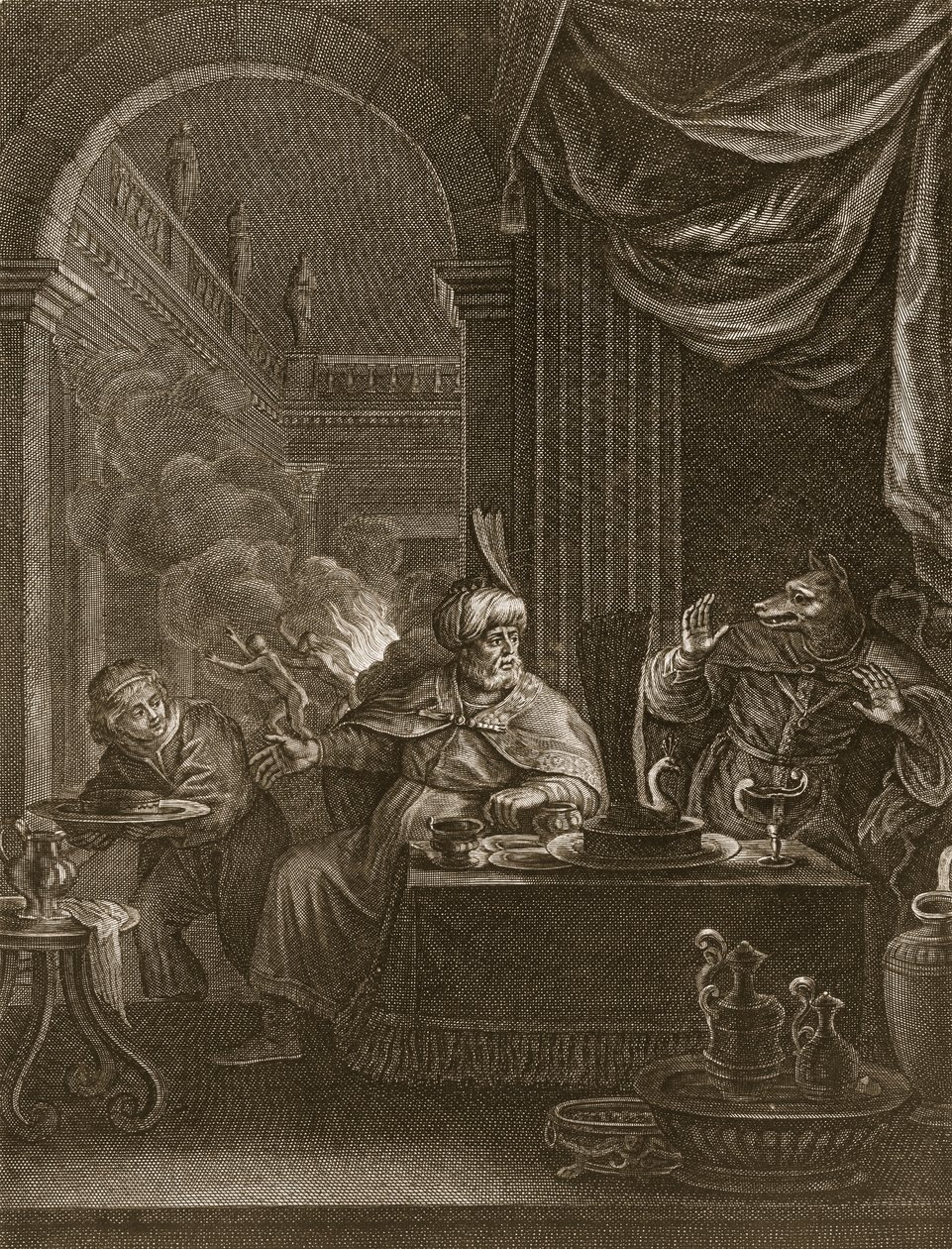 Likaon przemieniony w wilka, 1731 autorstwa Bernard Picart