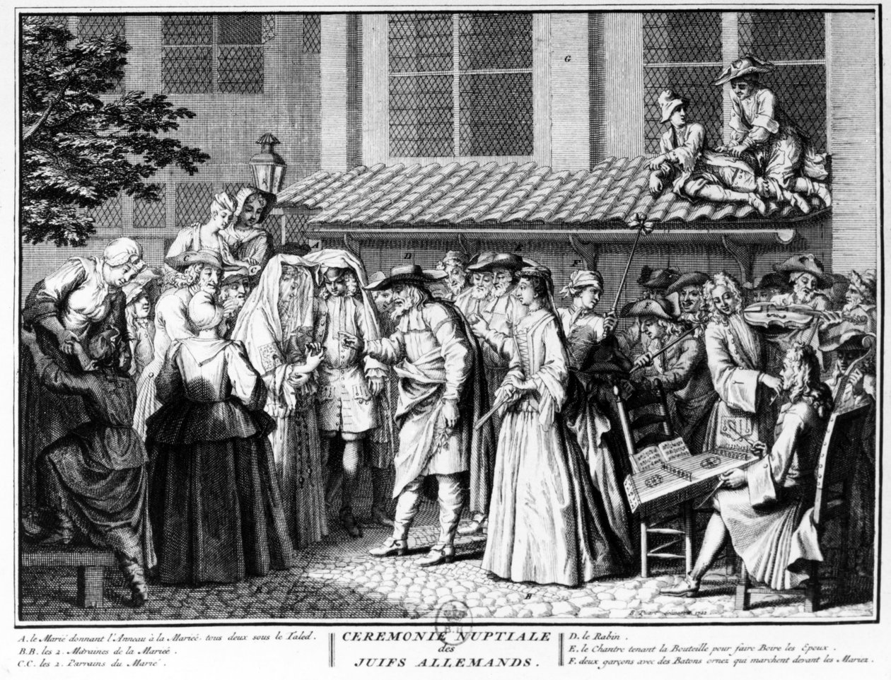Ceremonia zaślubin Żydów niemieckich, 1725 autorstwa Bernard Picart