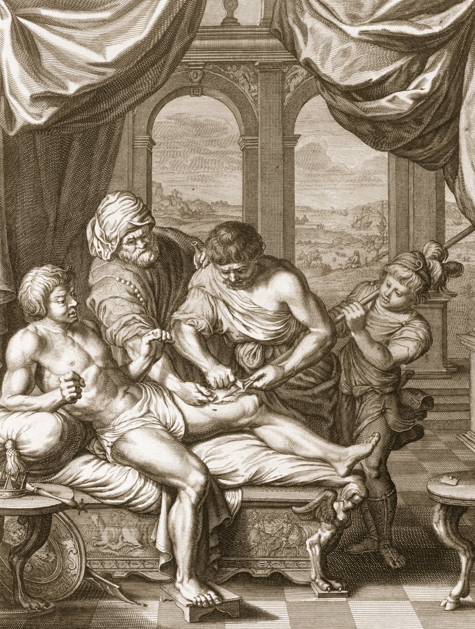 Telephus uzdrowiony rdzą tej samej włóczni, która go zraniła, 1731 autorstwa Bernard Picart