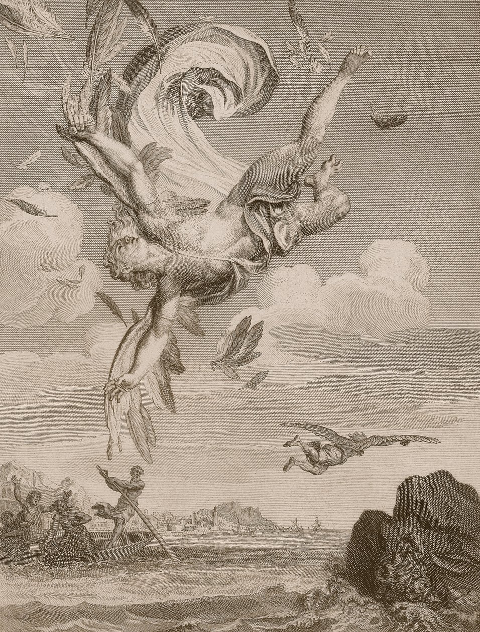 Upadek Ikara, 1731 autorstwa Bernard Picart