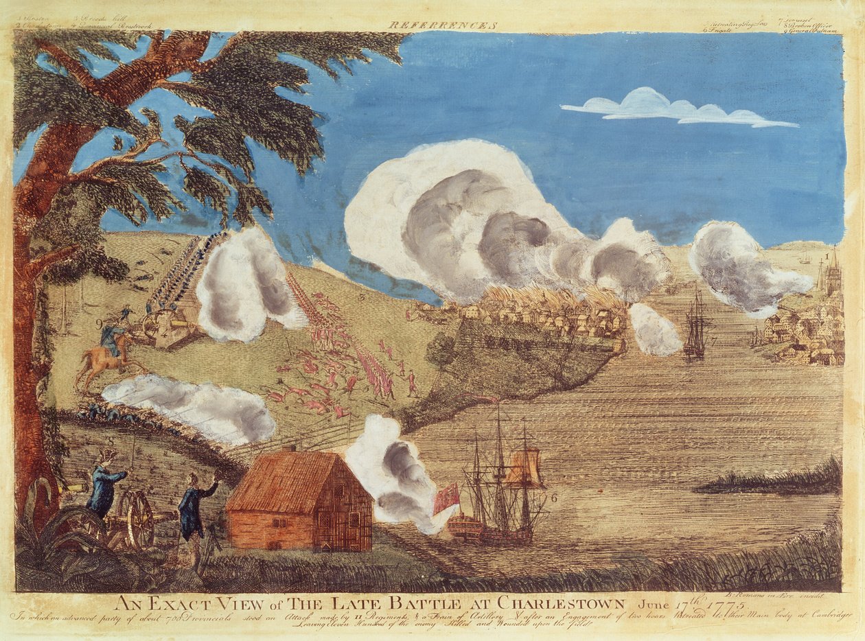 Dokładny widok ostatniej bitwy pod Charlestown 17 czerwca 1775 r autorstwa Bernard Romans