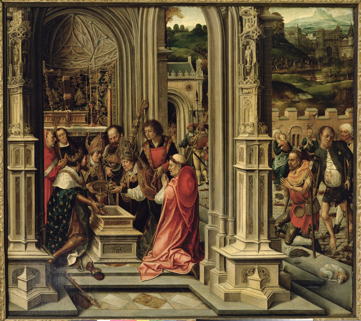 Karol Wielki (742-814) Umieszczenie relikwii Chrystusa w kaplicy Aix-la-Chapelle autorstwa Bernard van Orley