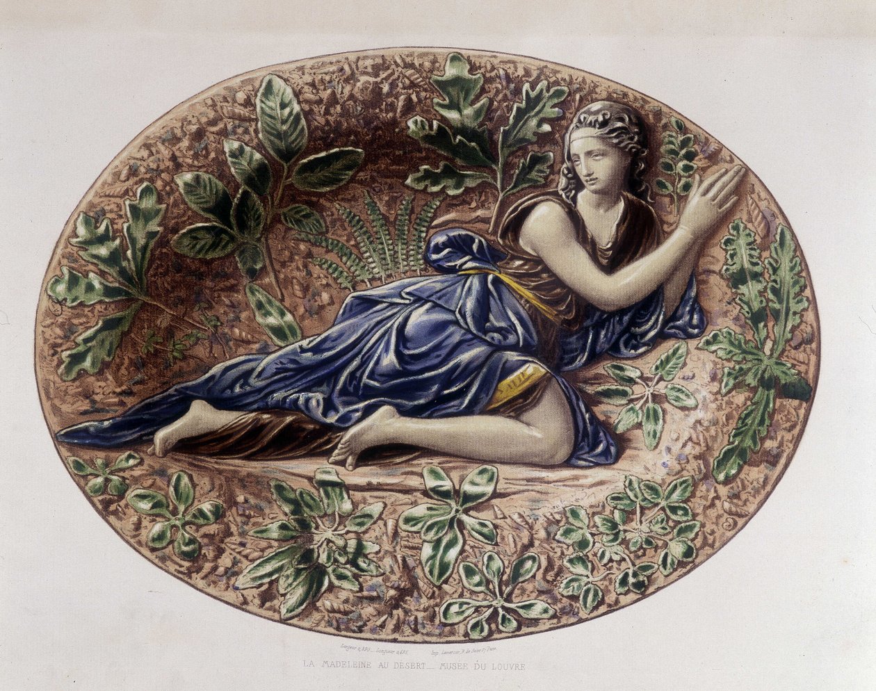 Madeleine na pustyni - Naczynie ceramiczne, w „Dzieło Bernarda Palissy” C. Delange i C. Borneman, Paryż autorstwa Bernard (after) Palissy