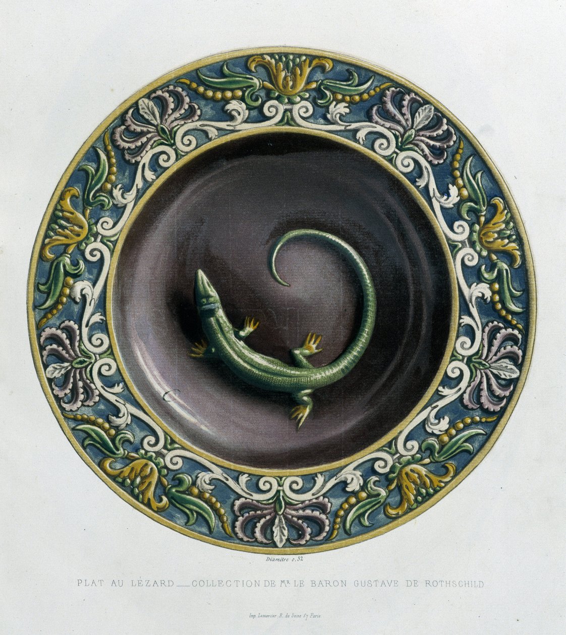 Plate au lizard - Plet céramique, w „Dzieło Bernarda Palissy” C. Delange i C. Borneman, Paryż autorstwa Bernard (after) Palissy