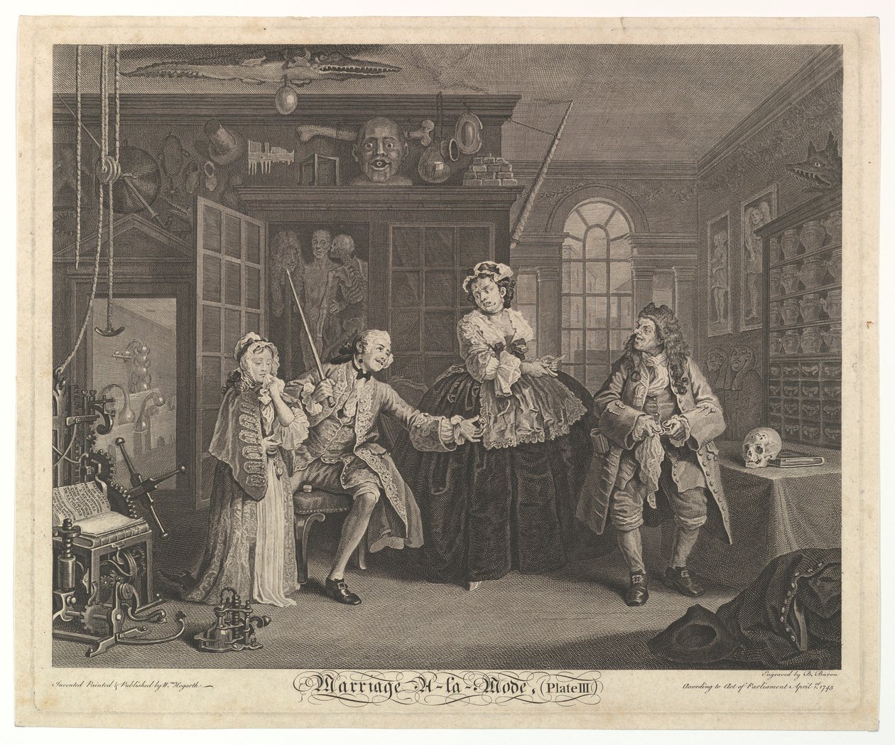 Małżeństwo A-la-Mode, płyta III, kwiecień 1745. autorstwa Bernard Baron