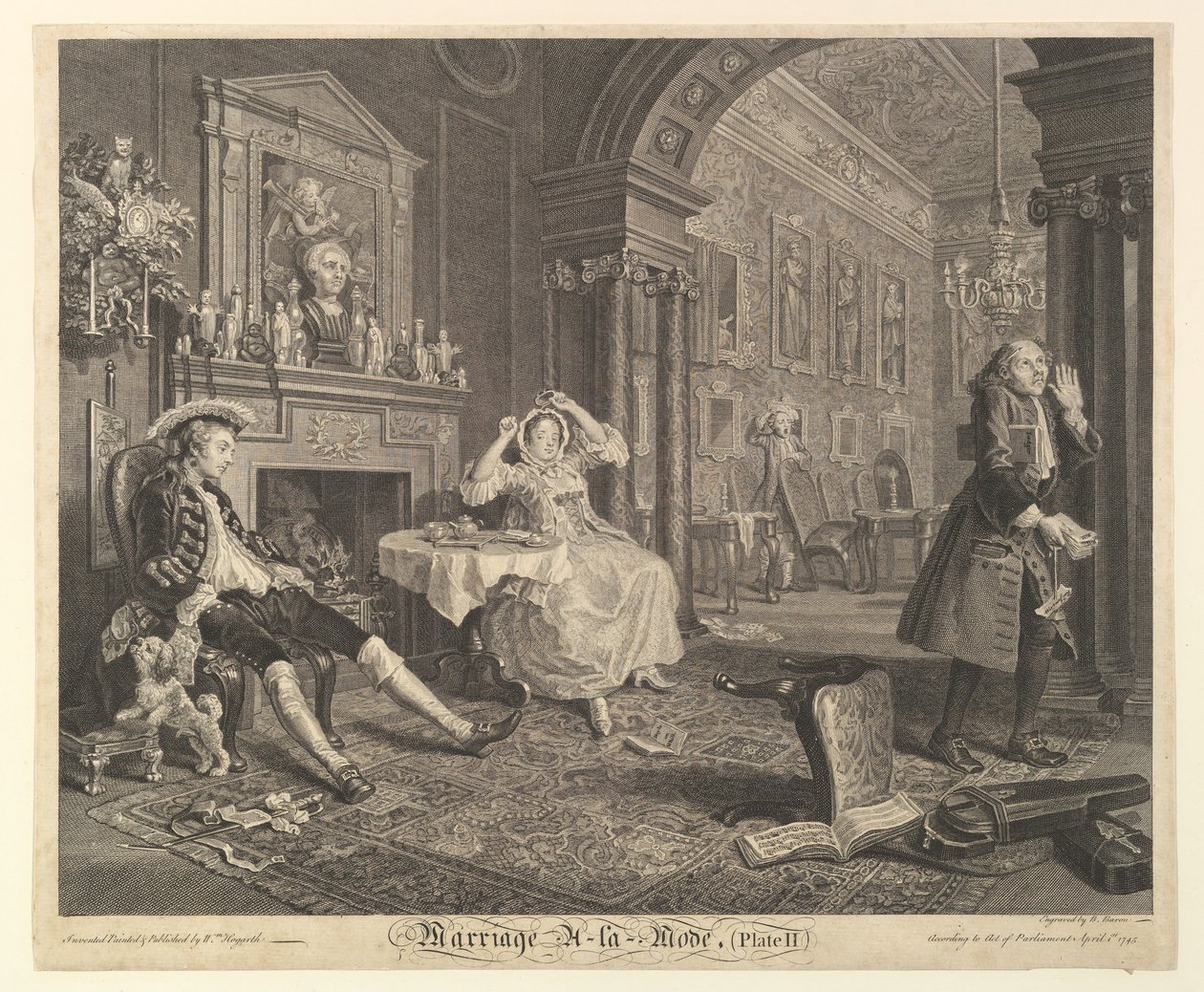 Małżeństwo A-la-Mode, Tablica II, 1 kwietnia 1745. autorstwa Bernard Baron