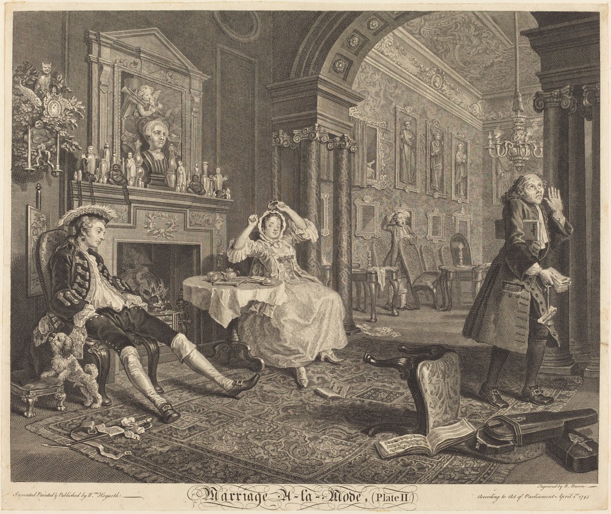 Małżeństwo a la Tryb: pl. 2 autorstwa Bernard Baron after William Hogarth