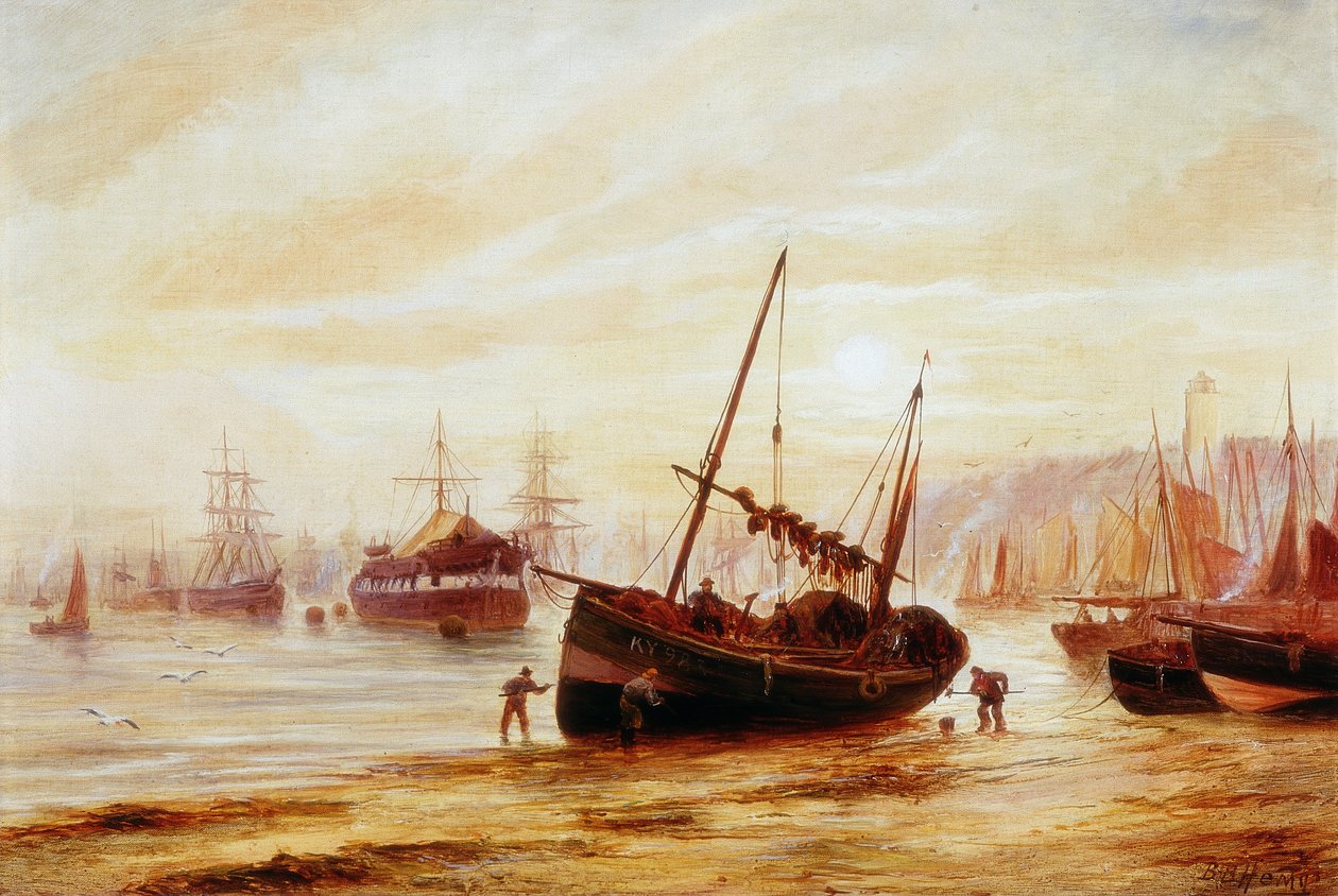 Pejzaż morski - Usta Tyne autorstwa Bernard Benedict Hemy