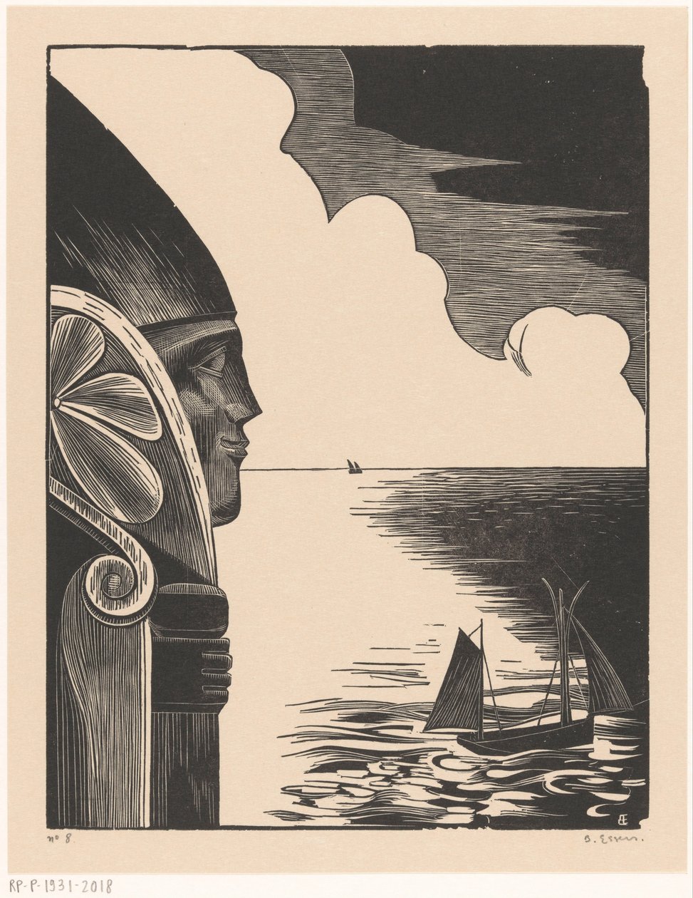 Posąg Świętego Mikołaja w porcie Tréboul autorstwa Bernard Essers (signed by artist)