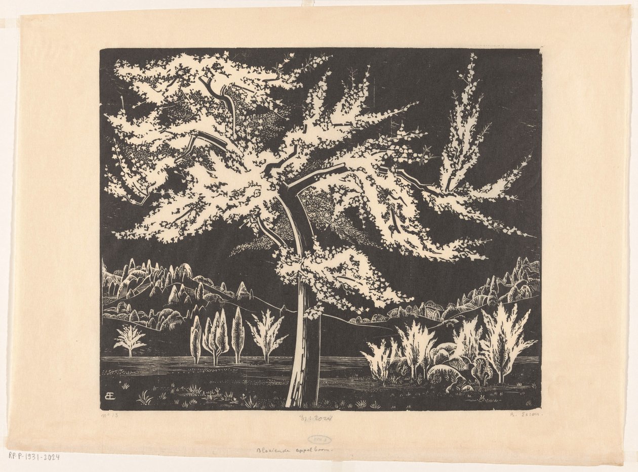 Kwitnąca jabłoń (oryginalny tytuł na obiekcie) autorstwa Bernard Essers (signed by artist)