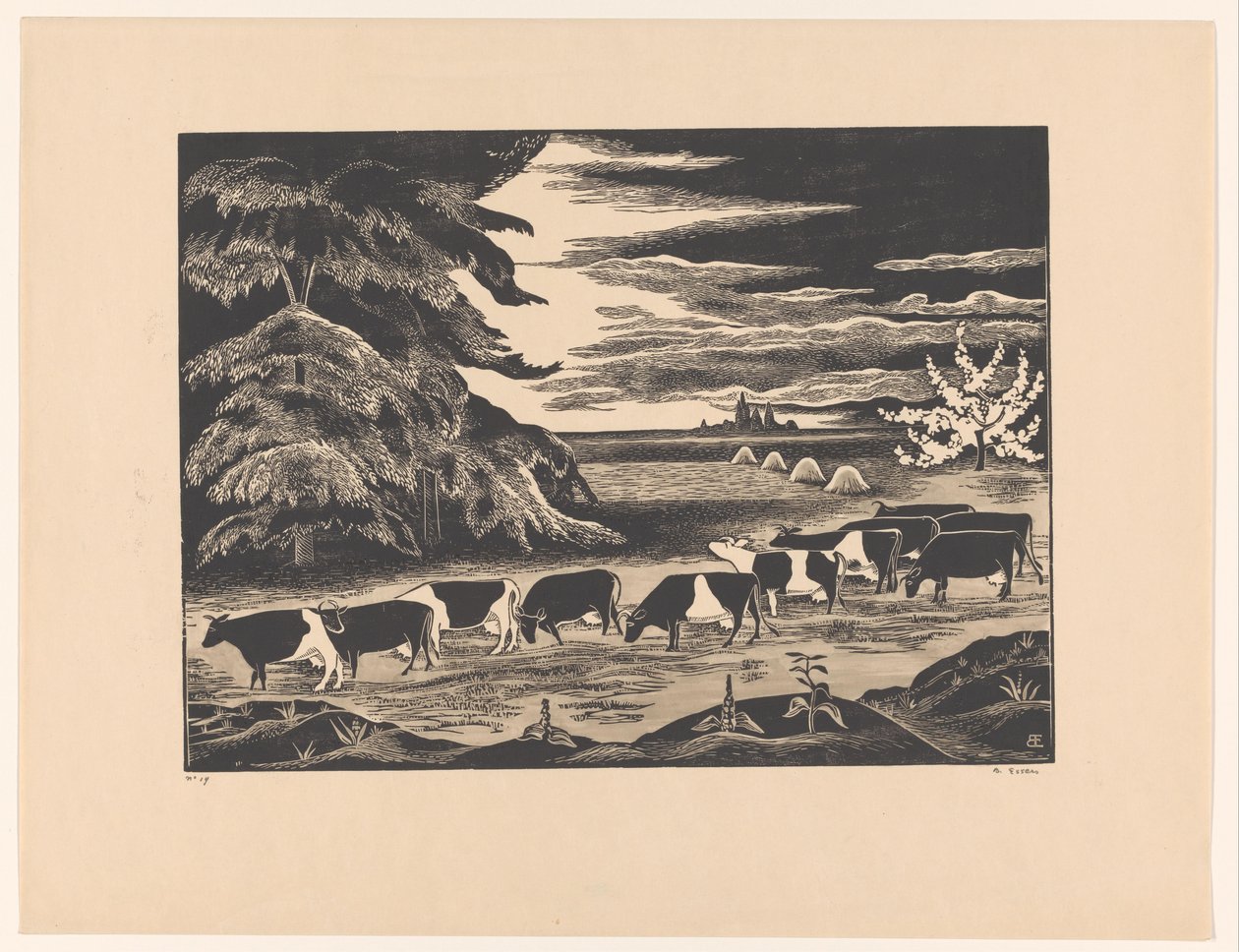Krowy w krajobrazie autorstwa Bernard Essers (signed by artist)