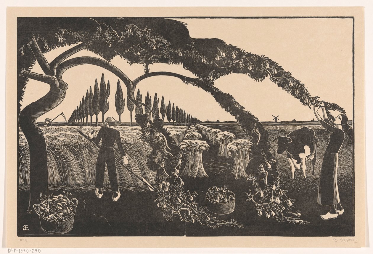 Żniwa mężczyzny i kobiety autorstwa Bernard Essers (signed by artist)