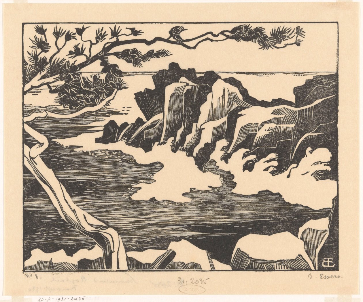 Skaliste wybrzeże w Saint-Raphaël autorstwa Bernard Essers (signed by artist)