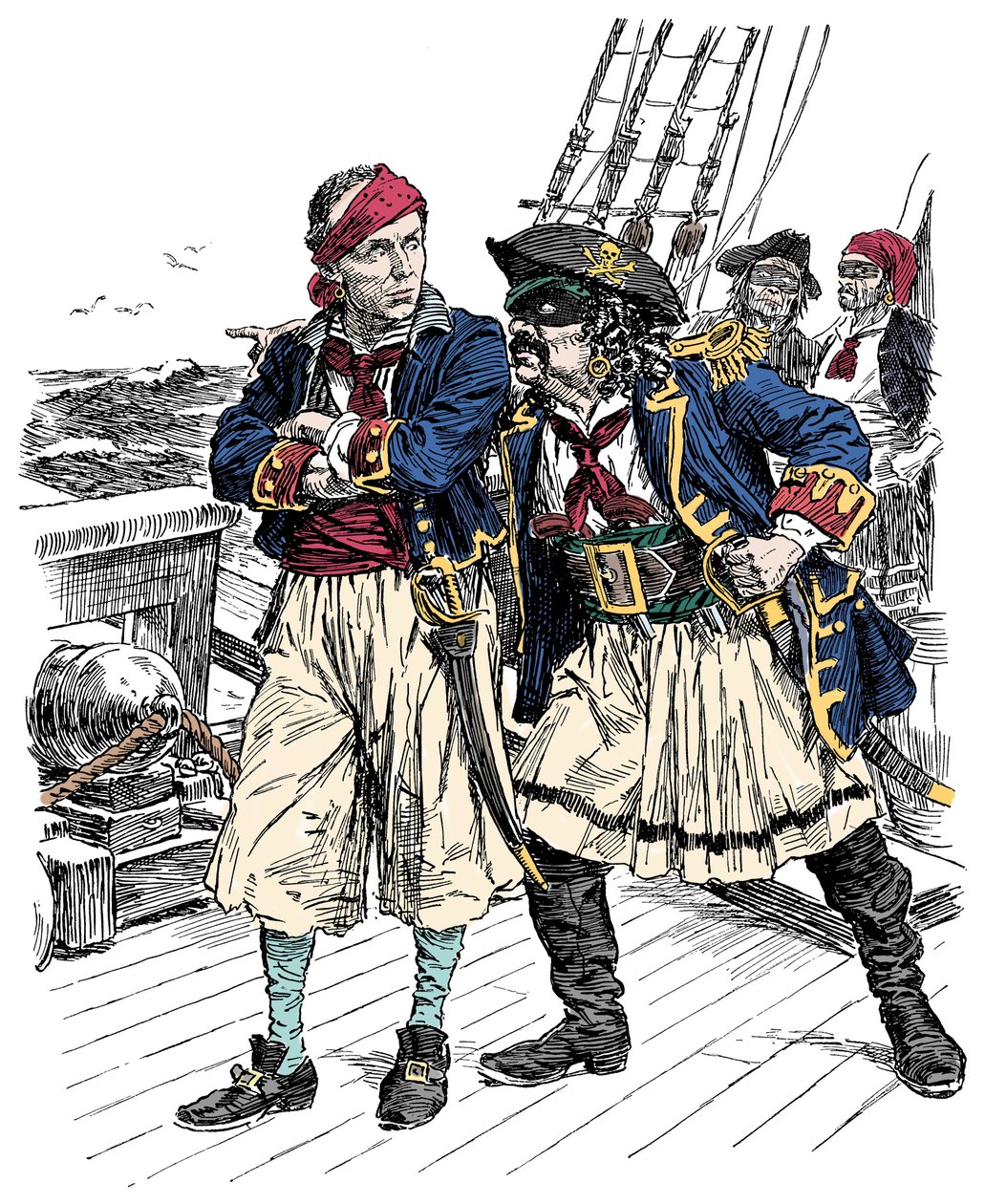 Dwóch piratów grozi Ilustracja Bernarda Partridge