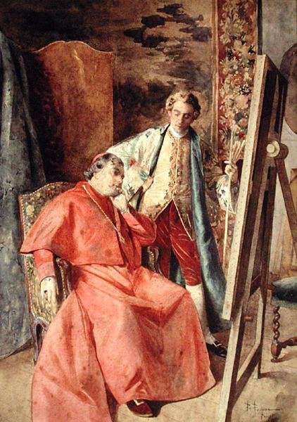 Malarz i prałat (olej na płótnie) autorstwa Bernard Louis Borione