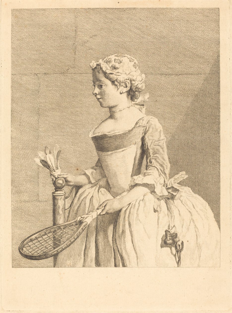 Młoda dziewczyna za kierownicą (młoda dziewczyna z raguette) autorstwa Bernard Lépicié after Jean Siméon Chardin