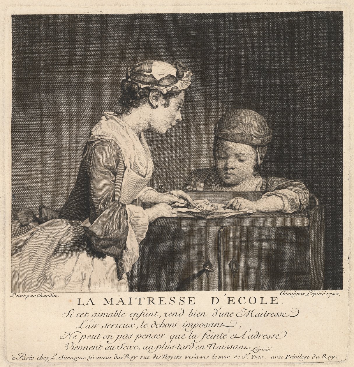 Nauczyciel w szkole autorstwa Bernard Lépicié after Jean Siméon Chardin