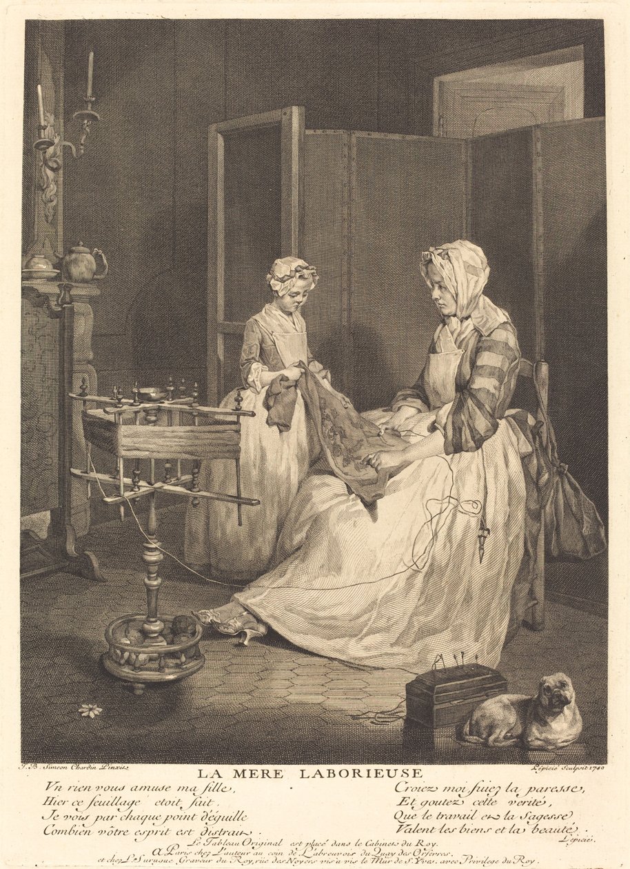 Pracowita matka autorstwa Bernard Lépicié after Jean Siméon Chardin