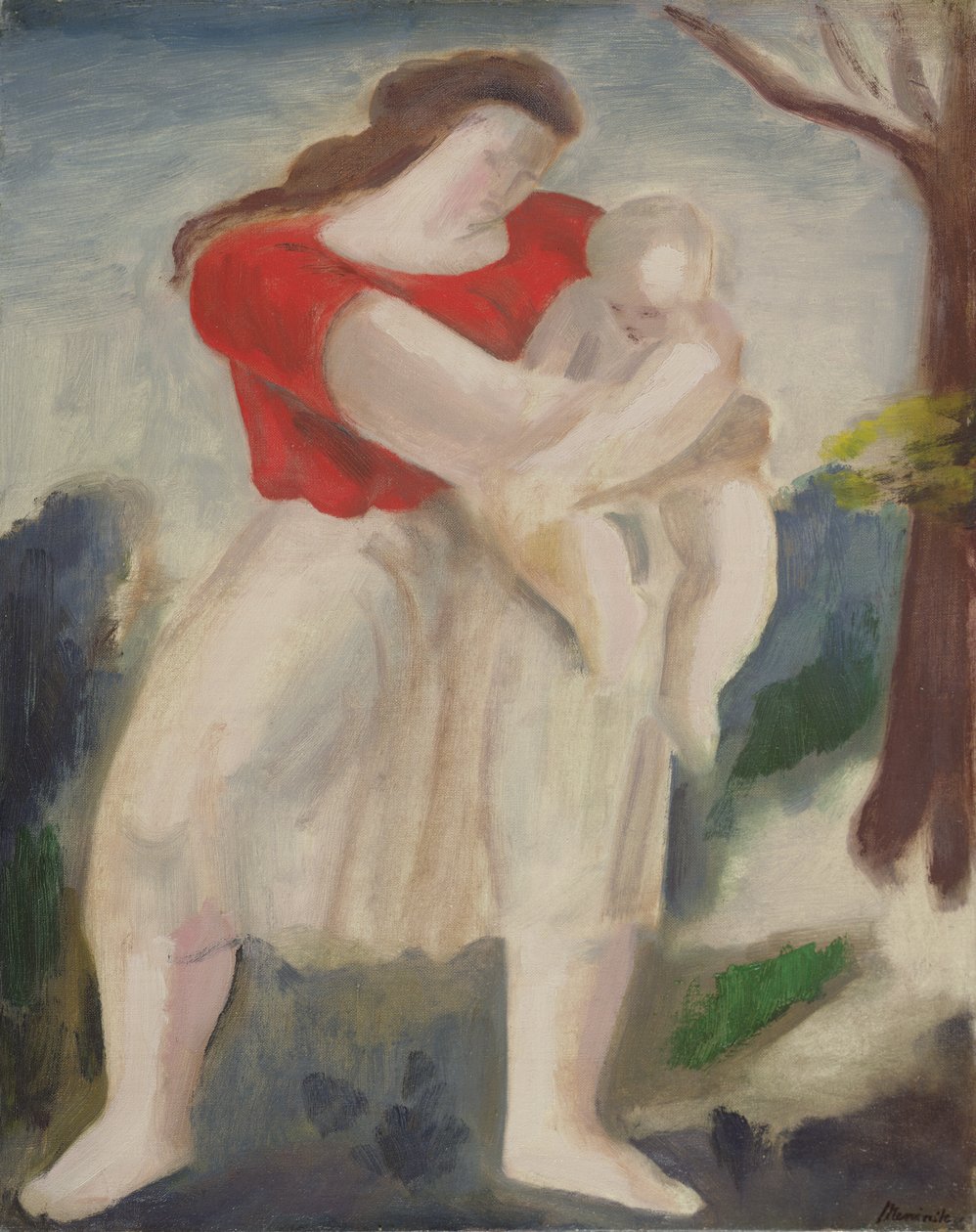 Matka i dziecko, ok. 1940 (olej na pokładzie) autorstwa Bernard Meninsky