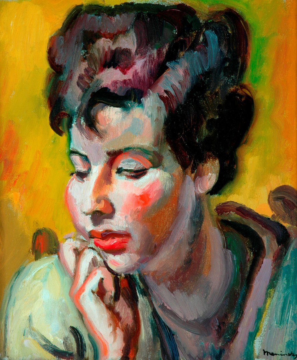 Portret młodej Żydówki, ok. 1928 (olej na płótnie) autorstwa Bernard Meninsky