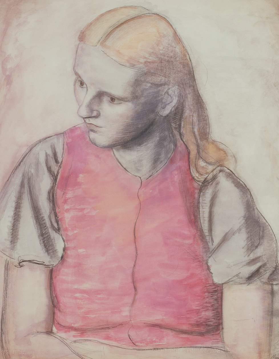 Portret żony artysty, ok. 1926 (ołówek i akwarela) autorstwa Bernard Meninsky