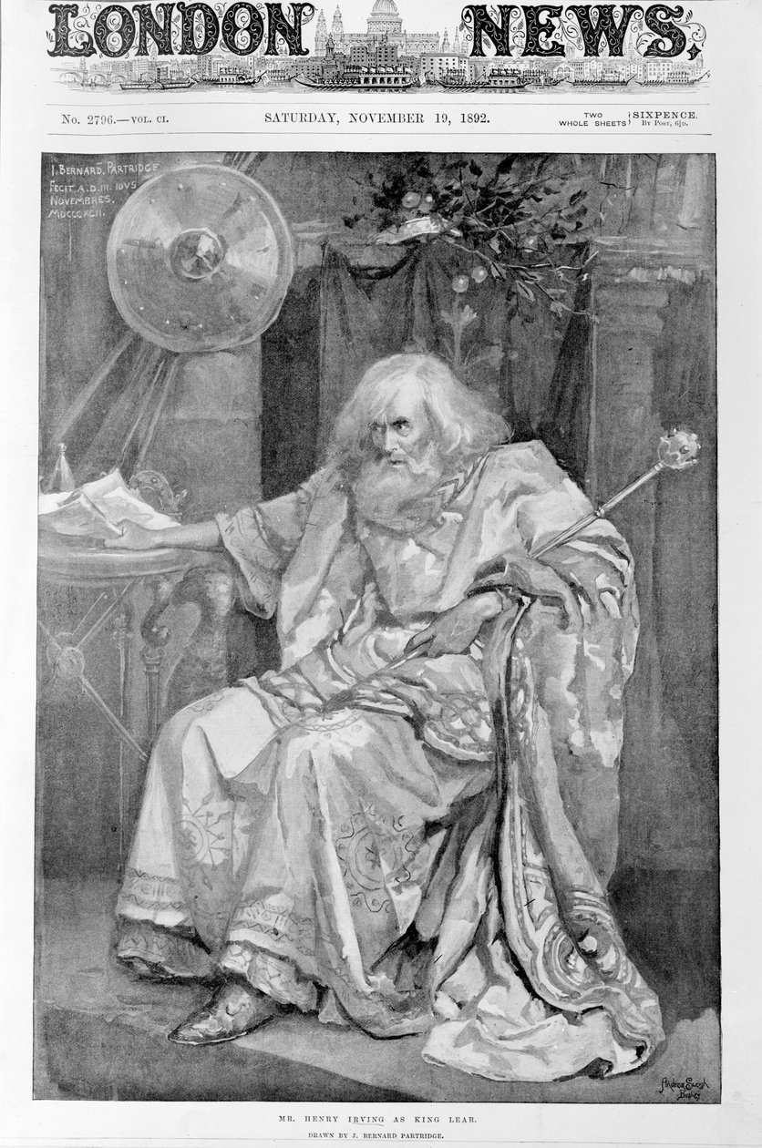 Pan Henry Irving jako Król Lear, 1892 autorstwa Bernard Partridge