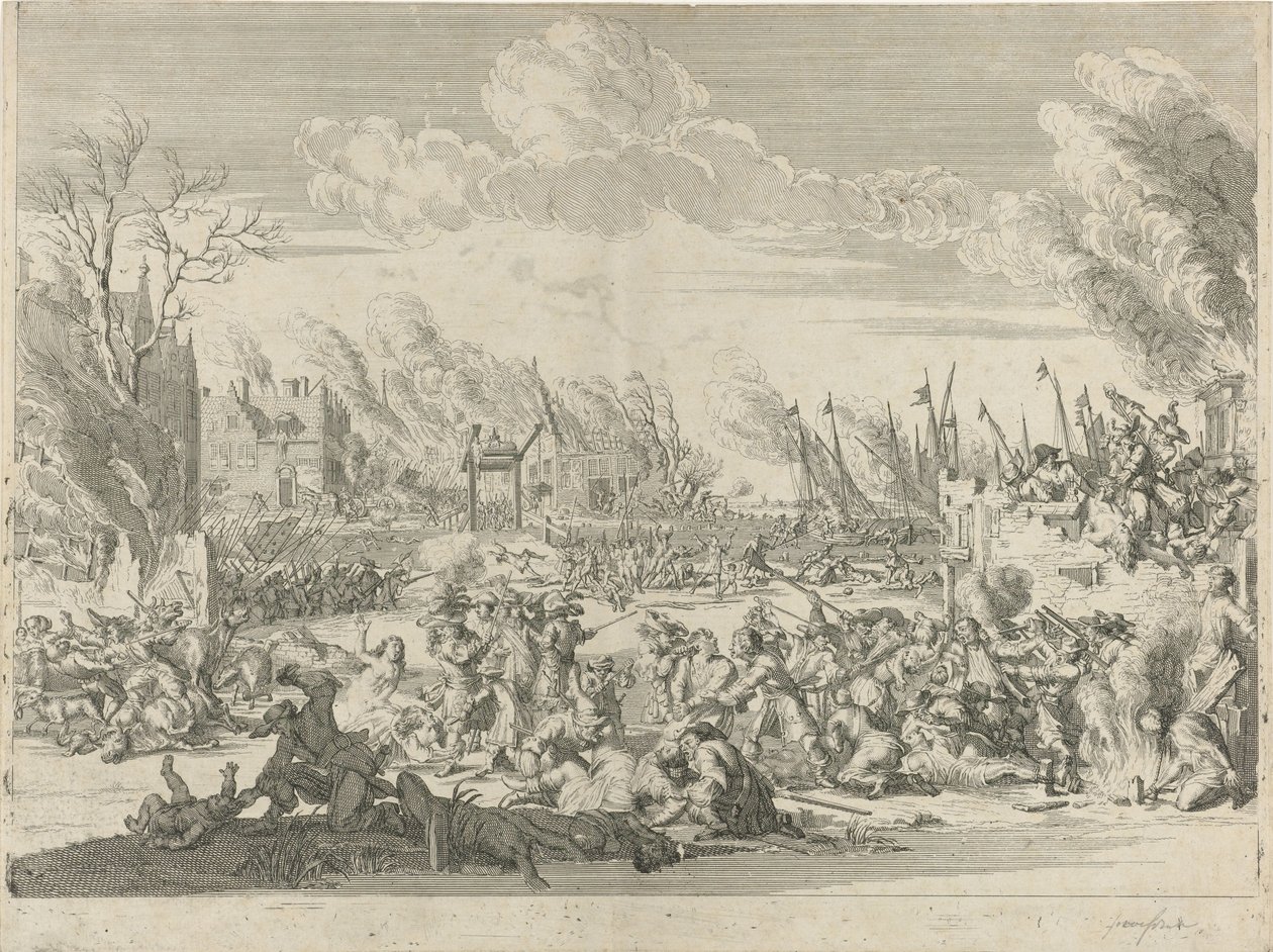 Francuskie okrucieństwa w Bodegraven i Zwammerdam, 1672 autorstwa Bernard Picart (workshop of)