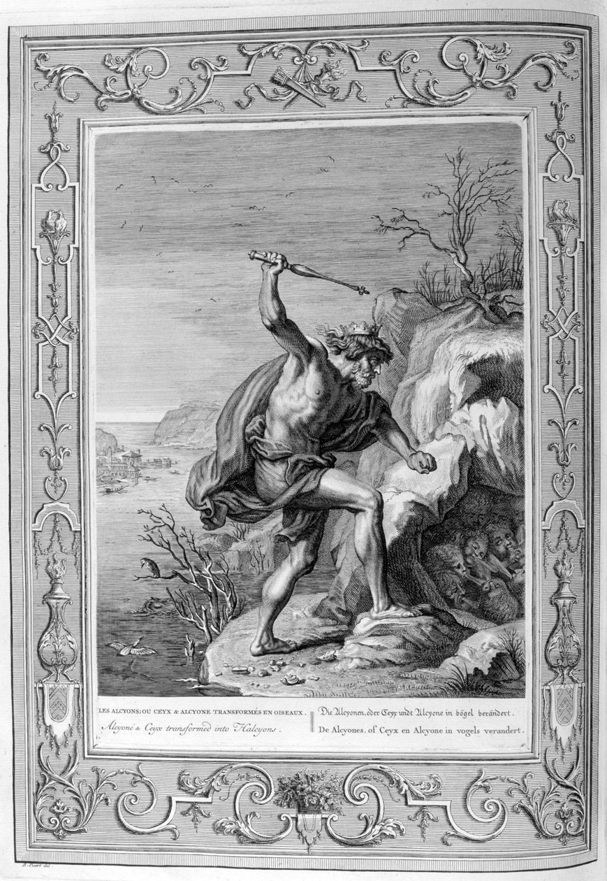Alcyone i Ceyx przemienieni w ptaki, 1733 autorstwa Bernard Picart