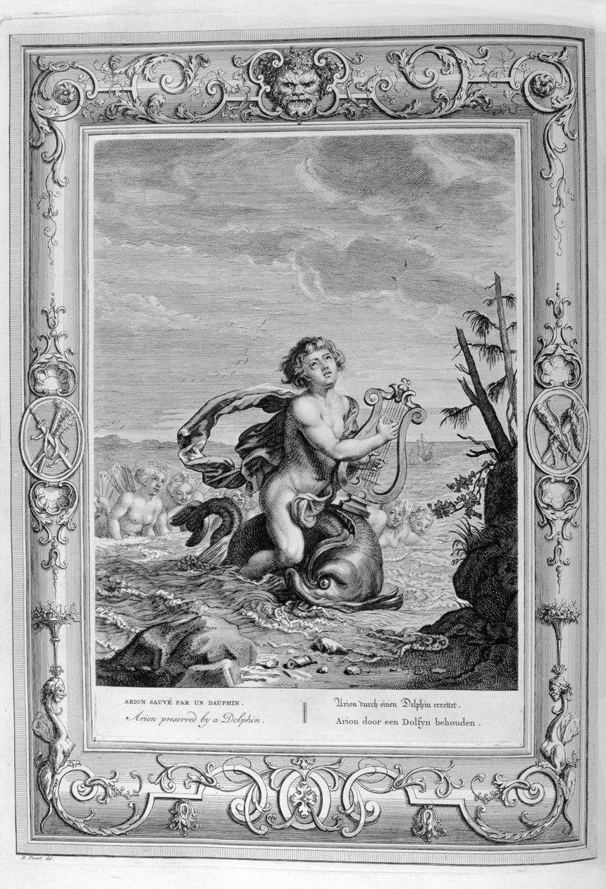 Arion na delfinie (grawerunek) autorstwa Bernard Picart