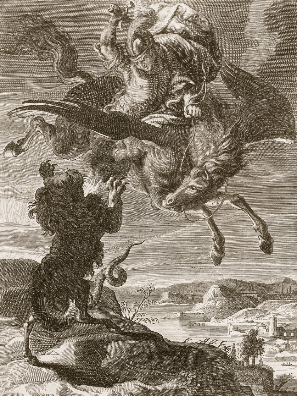 Bellerophon walczy z chimerą, 1731 autorstwa Bernard Picart