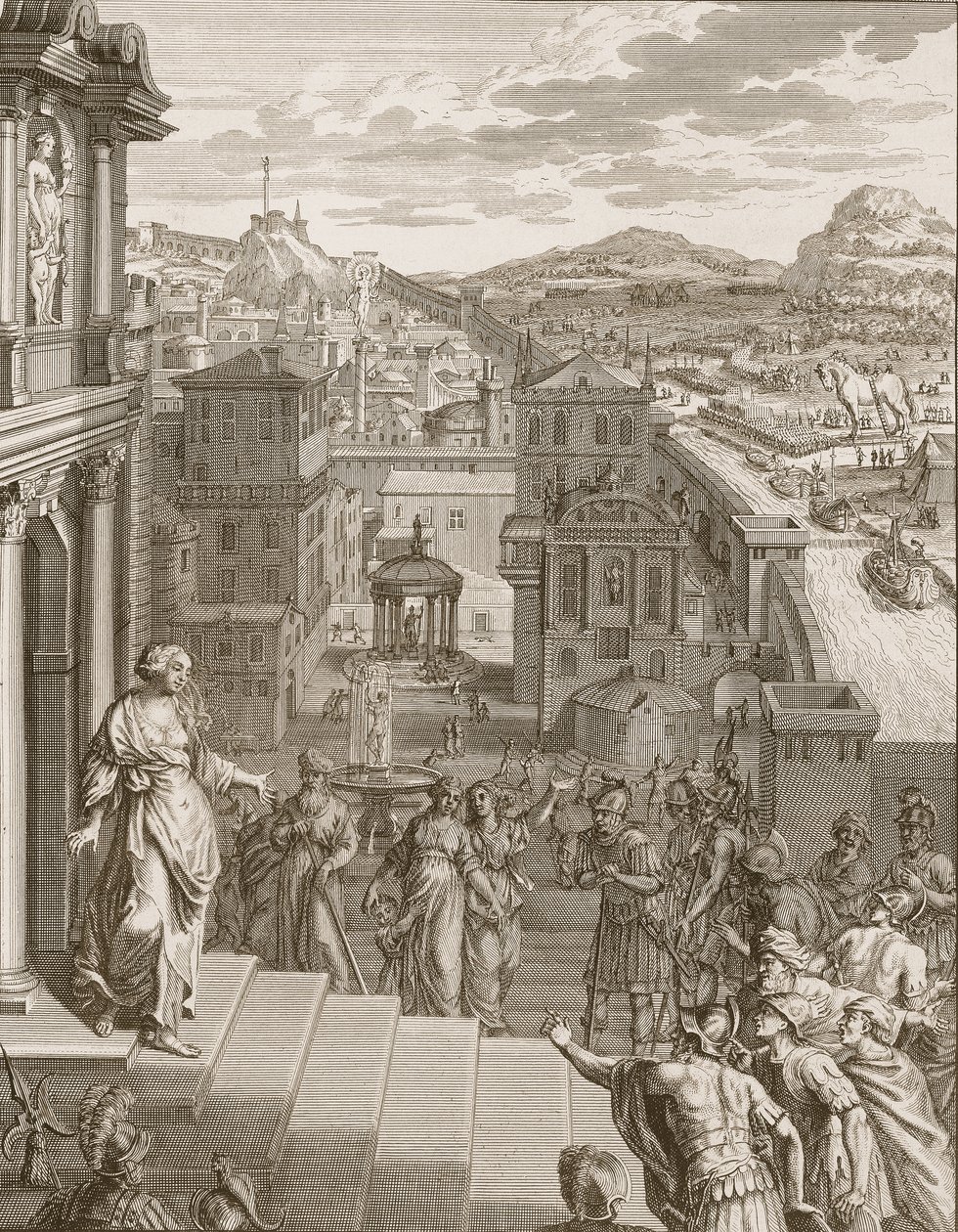 Cassandra przepowiada trojanom ich los i nikt w to nie wierzy, 1731 autorstwa Bernard Picart