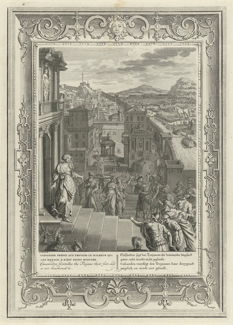 Cassandra przepowiada upadek Troi, 1731 autorstwa Bernard Picart
