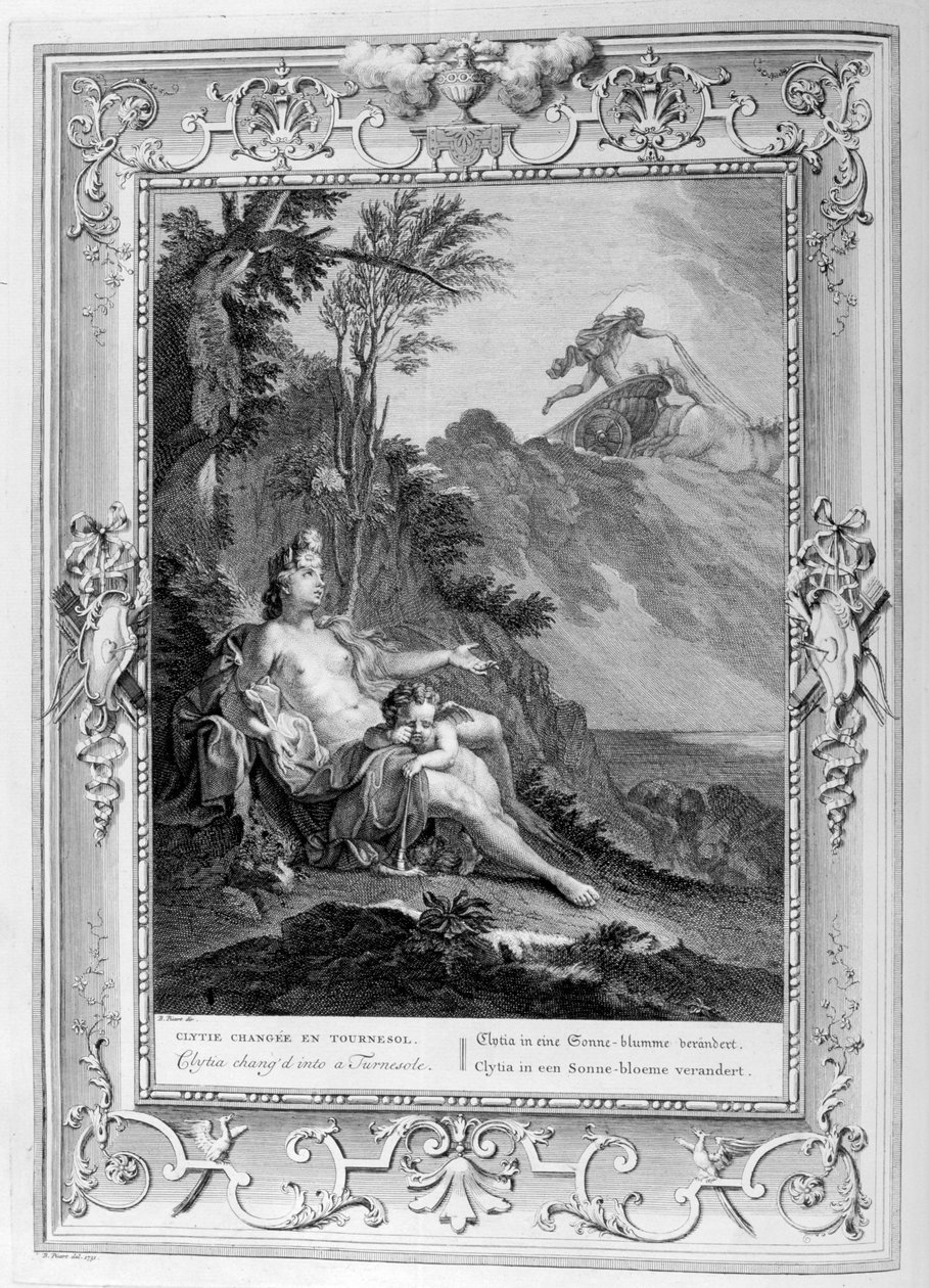 Clytia zamieniona w Turnesole, 1733 autorstwa Bernard Picart