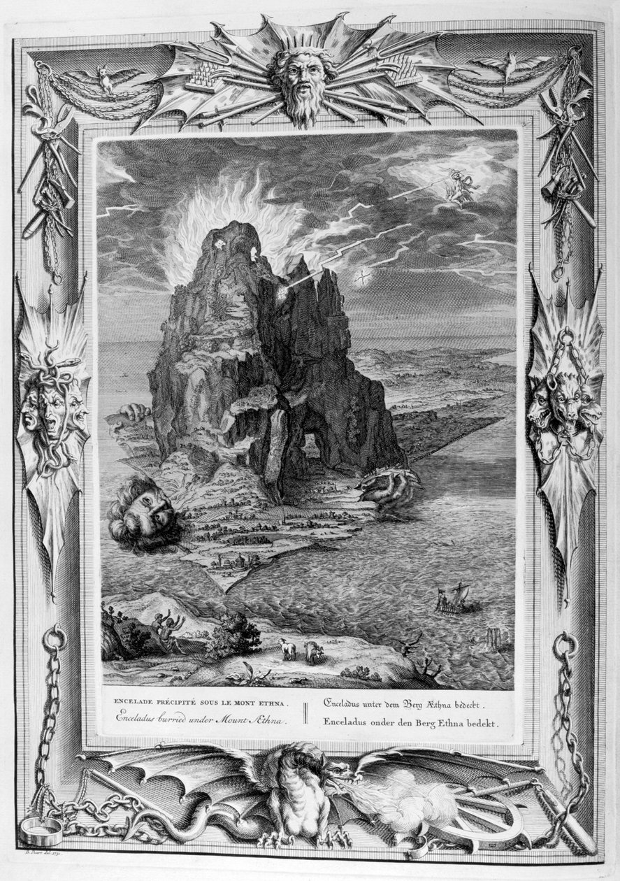 Enceladus pochowany pod Etną, 1733 autorstwa Bernard Picart