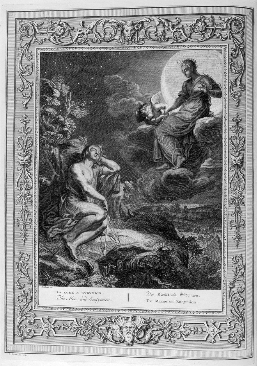 Endymion i Księżyc (rycina) autorstwa Bernard Picart