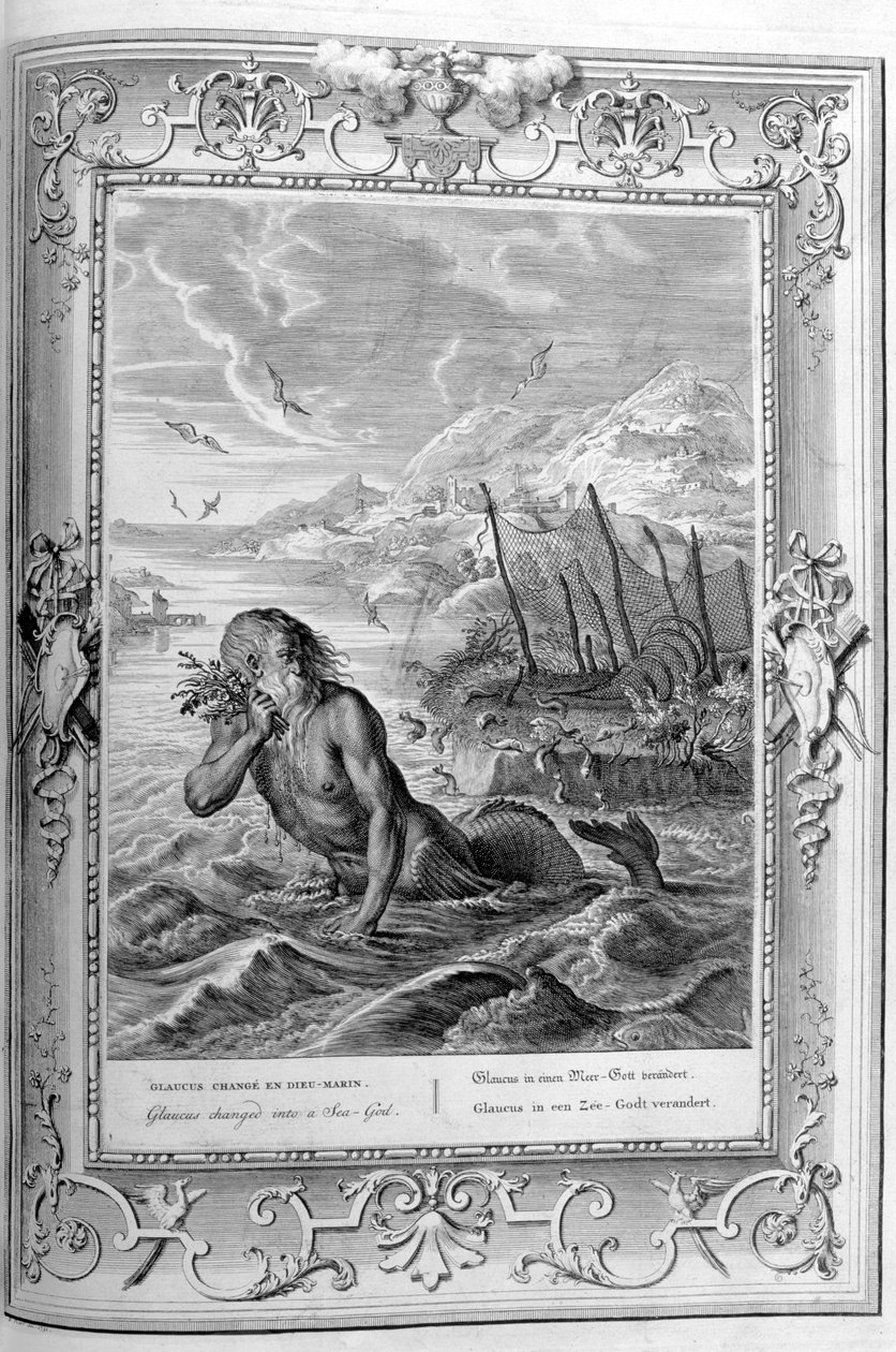 Glaukus zamieniony w boga morza, 1733 autorstwa Bernard Picart