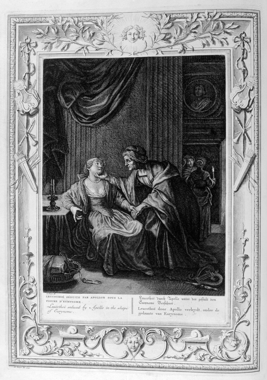 Leucothoe uwiedziony przez Apolla w kształcie Eurynomu, 1733 autorstwa Bernard Picart
