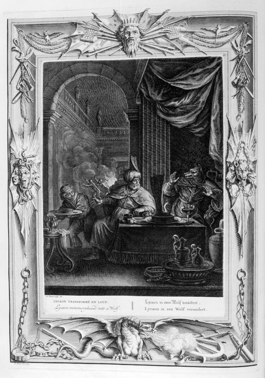 Likaon przemieniony w wilka, 1733 autorstwa Bernard Picart