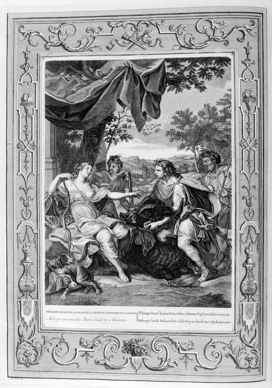 Meleager przedstawia Atalanta głowę dzika, 1733 autorstwa Bernard Picart