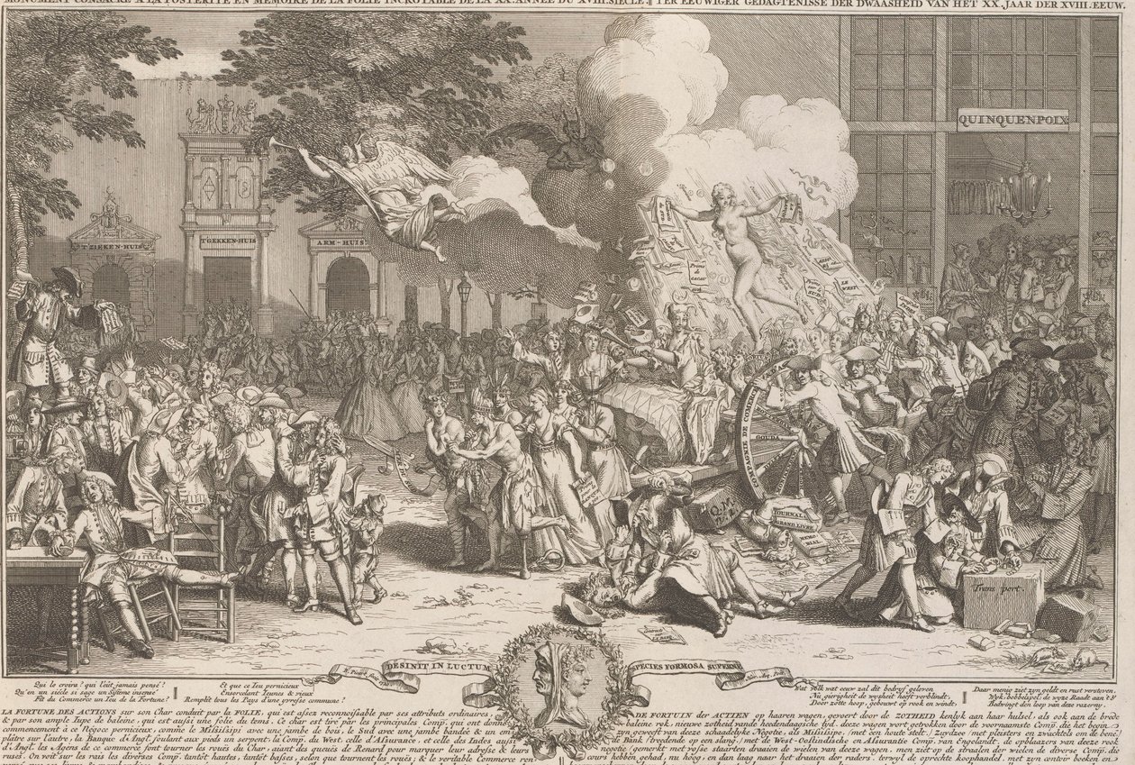 Pomnik upamiętniający szaleństwo roku 1720 Monument consacré a la posterité i memoire de la foil incroyable de la XX. Anny z XVIII. siecle / Ku wiecznej pamięci szaleństwa XX. rok XVIII. wiek (tytuł na obiekcie) tak autorstwa Bernard Picart