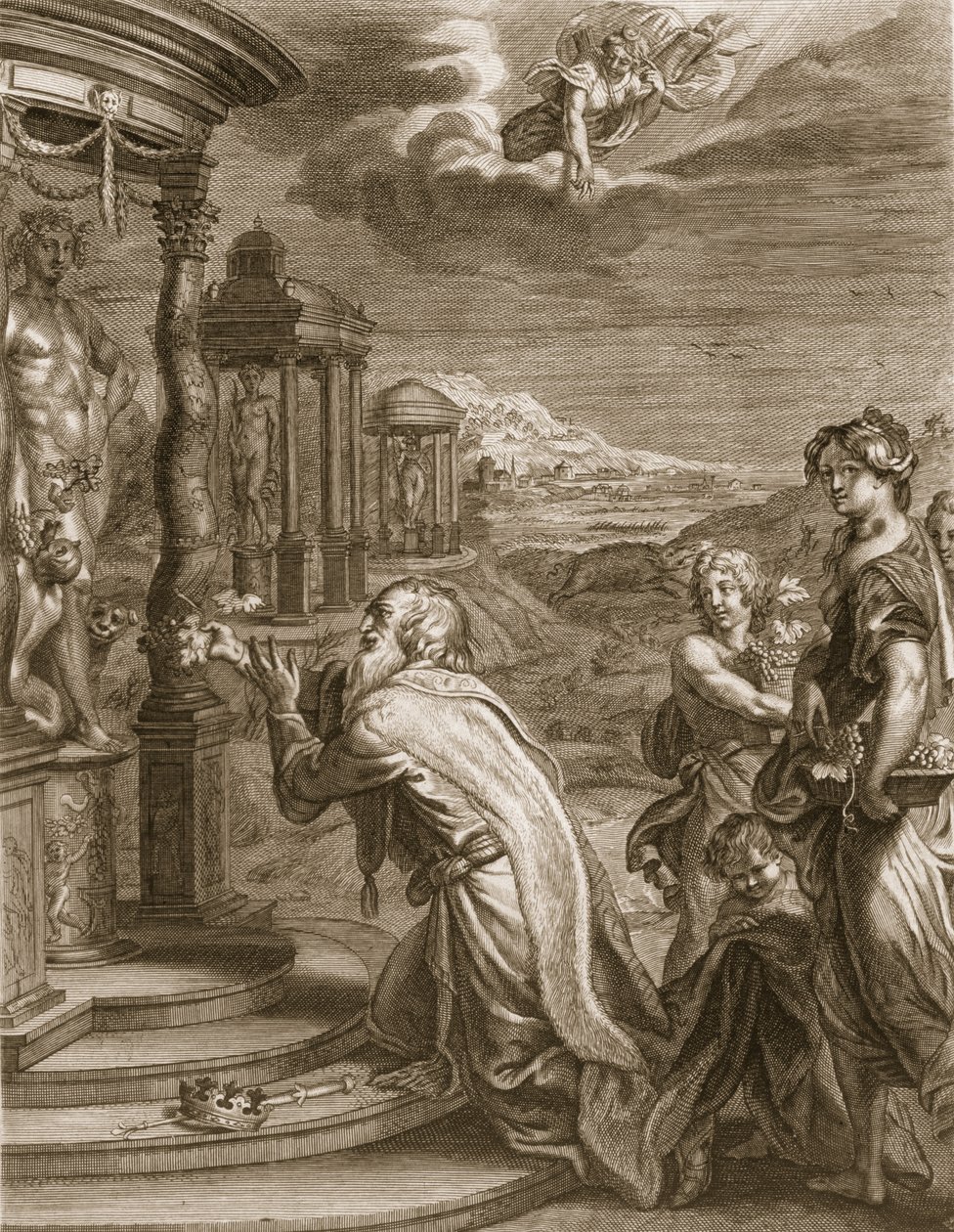 Ojneus, król Calydon, za zaniedbanie Diany w ofierze zostaje ukarany za swoją bezbożność, 1731 autorstwa Bernard Picart