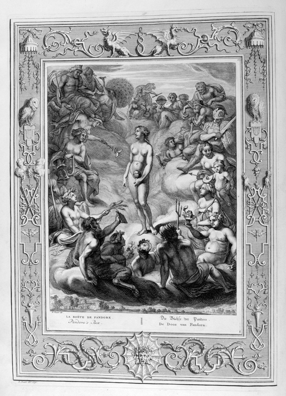 Puszka Pandory, 1733 autorstwa Bernard Picart