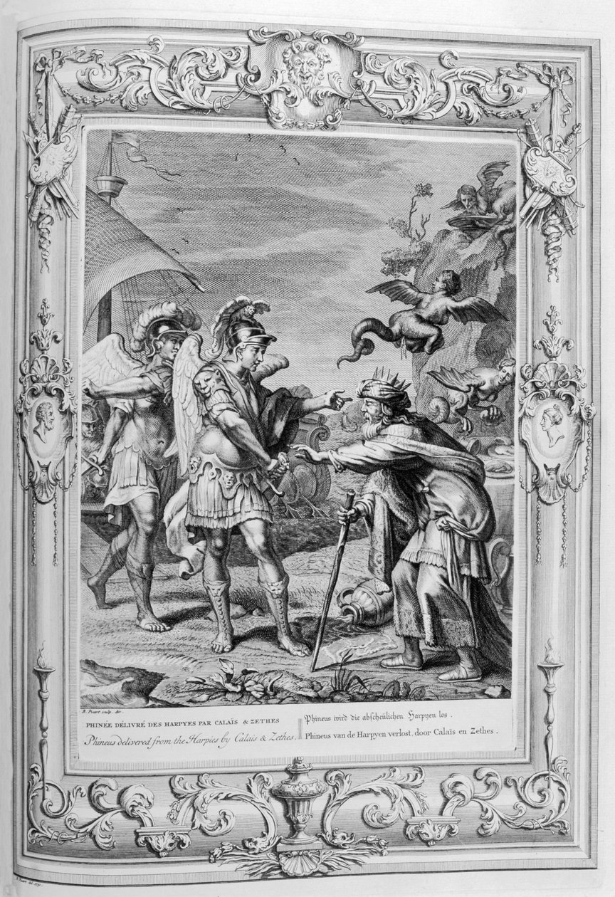 Phineus i Harpie (rycina) autorstwa Bernard Picart