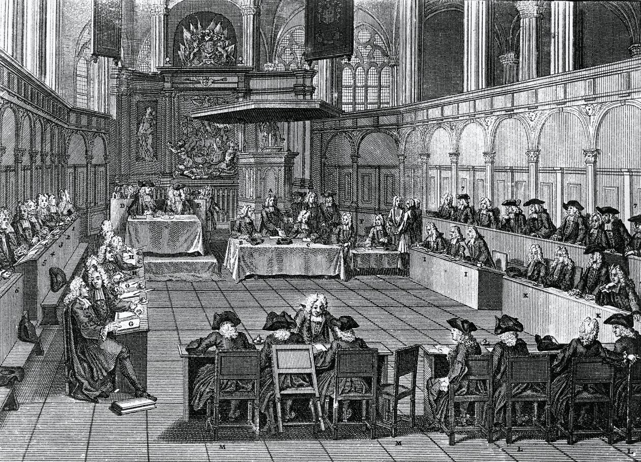 Synod protestancki w 1730 r. w Nieuwe Kerk (Nowy Kościół) w Amsterdamie, Holandia, rycina Bernard Picart (1673-1733) autorstwa Bernard Picart