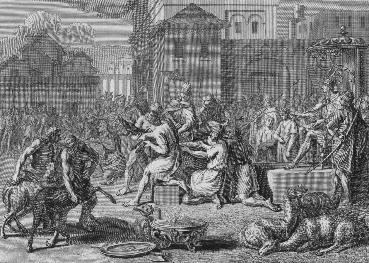 Ofiara czarnego baranka, dzień wielkiego Święta Słońca, 1723. autorstwa Bernard Picart