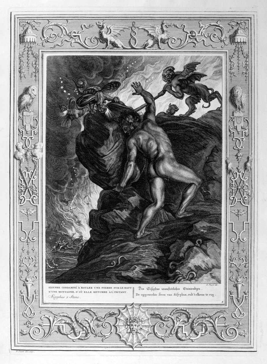 Syzyf pchający swój kamień na górę, 1733 autorstwa Bernard Picart