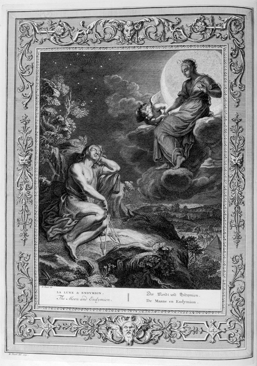 Księżyc i Endymion, 1733 autorstwa Bernard Picart
